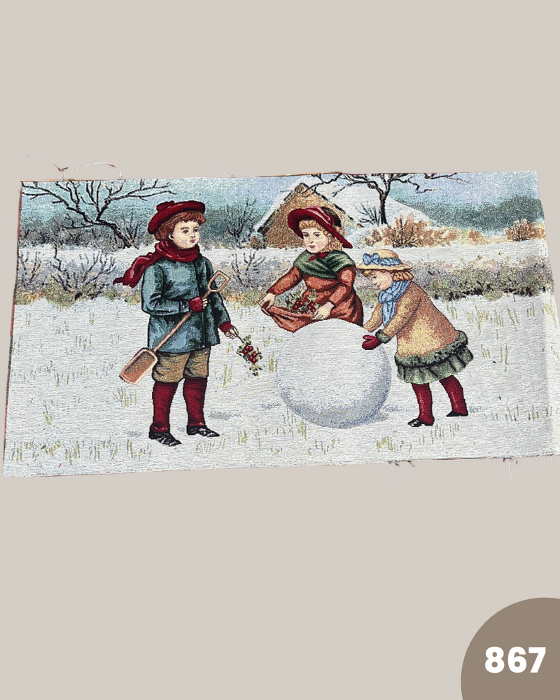 PANNELLO GOBELIN RETTANGOLARE - 867 BAMBINI SULLA NEVE