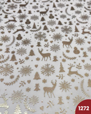 VELLUTO STAMPATO - 1272 RENNE ORO FONDO PANNA