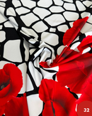 SATIN - 32 PAPAVERO ROSSO DEGRADÈ FONDO NERO E BIANCO