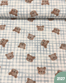 COTONE 100% - 2127 ORSETTO QUADRETTO CELESTE
