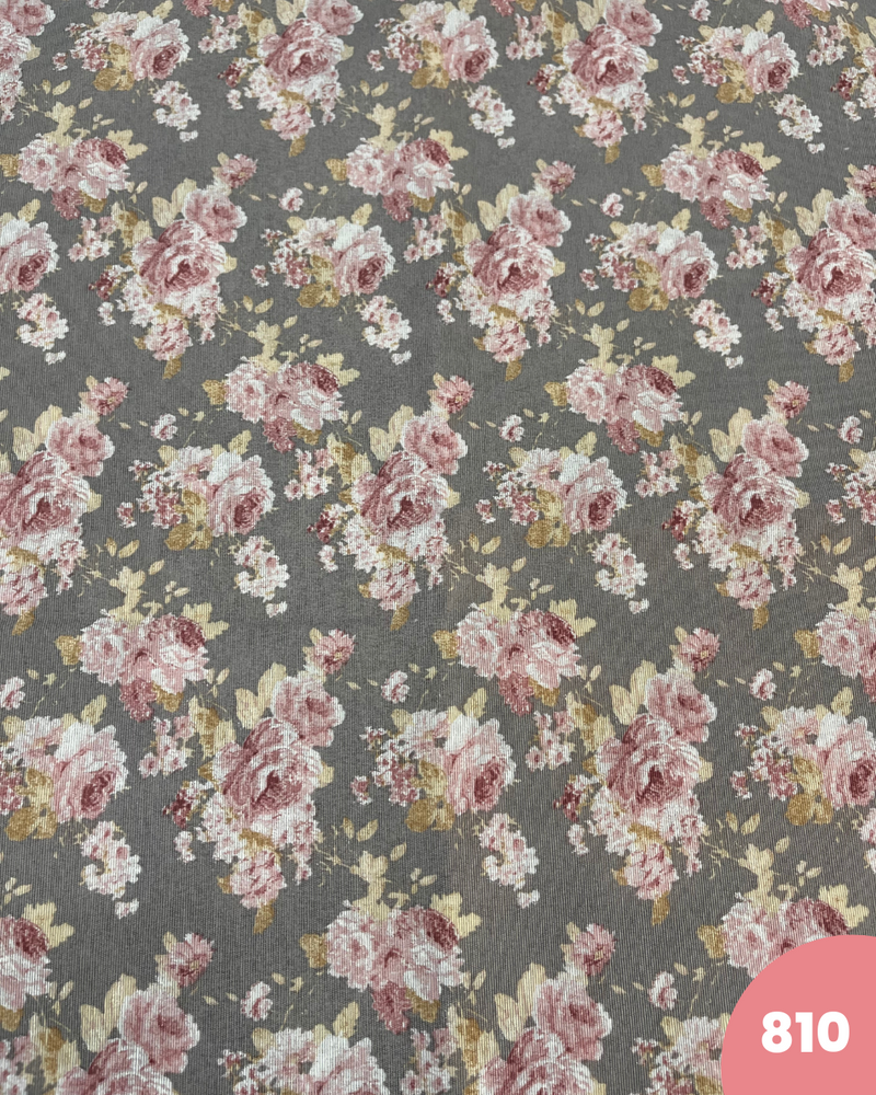 COTONE ARREDAMENTO - 810 ROSE FONDO GRIGIO