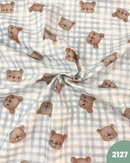 COTONE 100% - 2127 ORSETTO QUADRETTO CELESTE