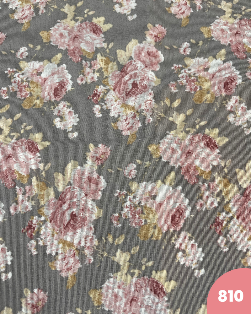 COTONE ARREDAMENTO - 810 ROSE FONDO GRIGIO