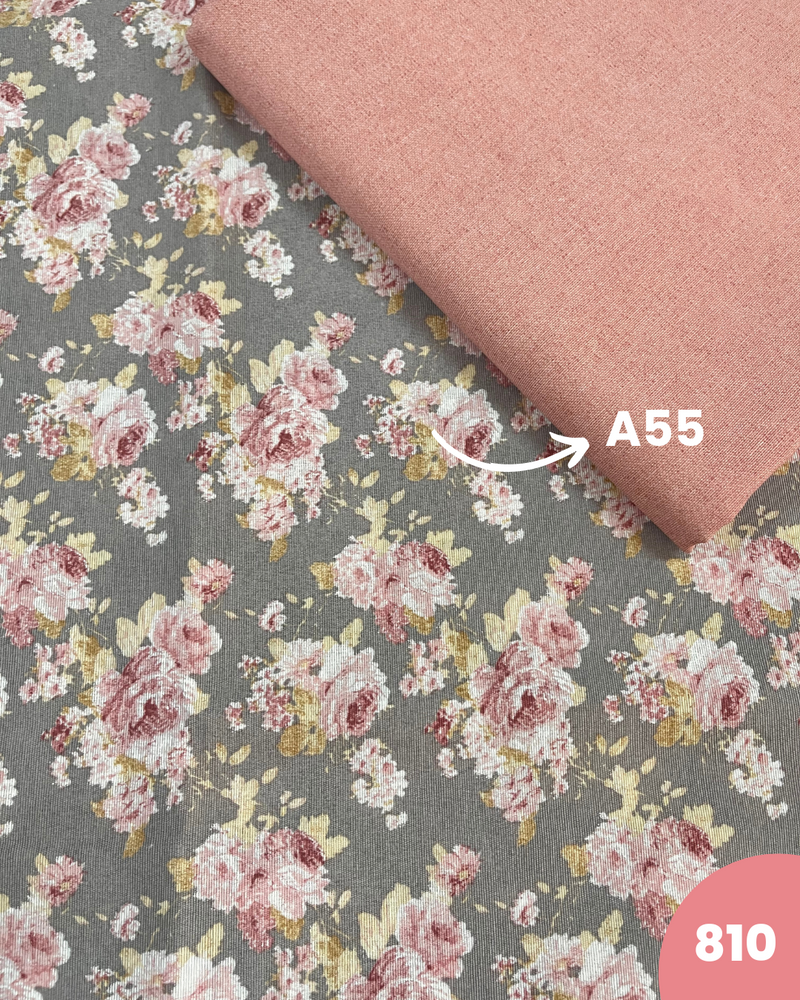 COTONE ARREDAMENTO - 810 ROSE FONDO GRIGIO