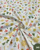 COTONE 100% - 345 RENNA, CAVALLUCCIO E FIOCCO DI NEVE ORO