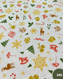 COTONE 100% - 345 RENNA, CAVALLUCCIO E FIOCCO DI NEVE ORO