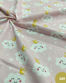 COTONE 100% - 349 NUVOLETTA CON CORONA FONDO ROSA