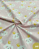 COTONE 100% - 349 NUVOLETTA CON CORONA FONDO ROSA