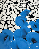 SATIN - 34 PAPAVERO AZZURRO DEGRADÈ FONDO NERO E BIANCO