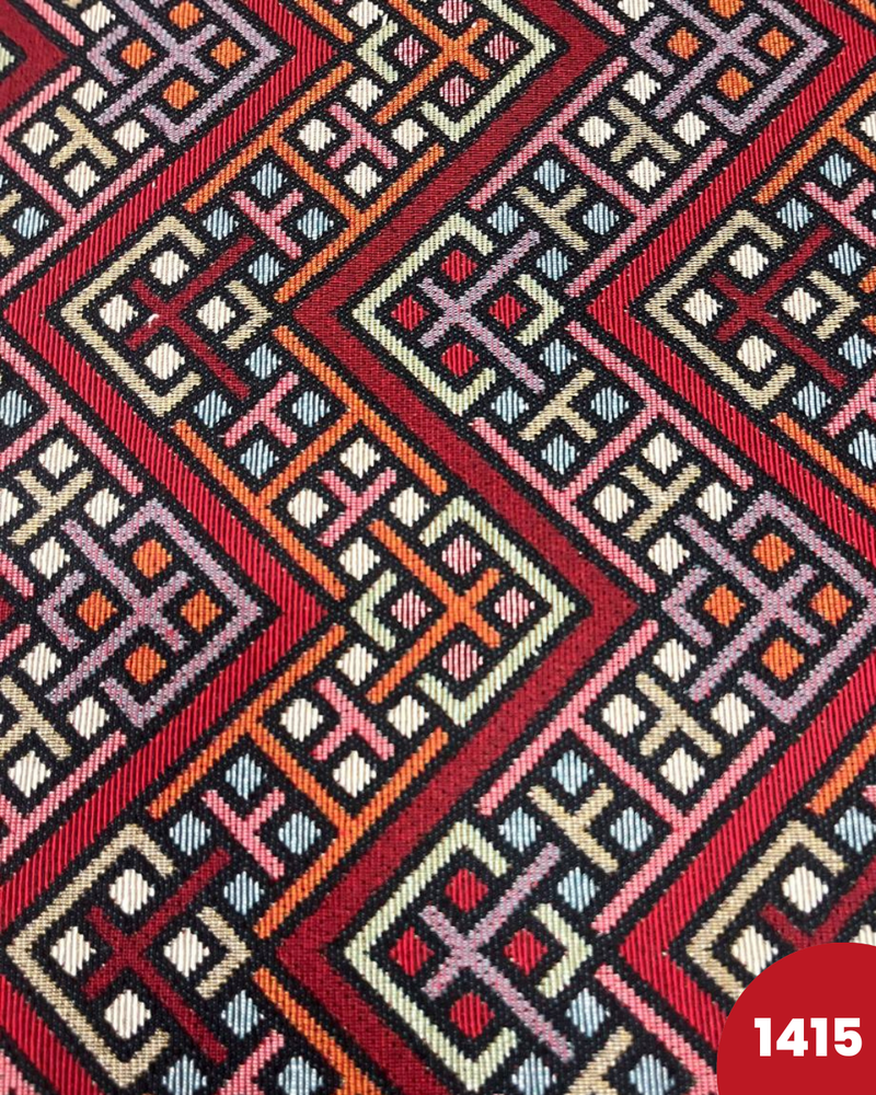 BROCCATO 1415 - ZIG ZAG FONDO ROSSO