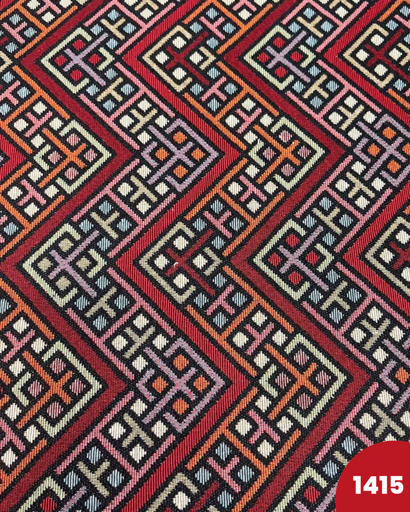 BROCCATO 1415 - ZIG ZAG FONDO ROSSO