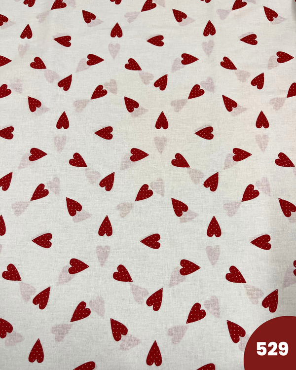 COTONE 100% - 529 CUORE ROSSO FONDO BIANCO