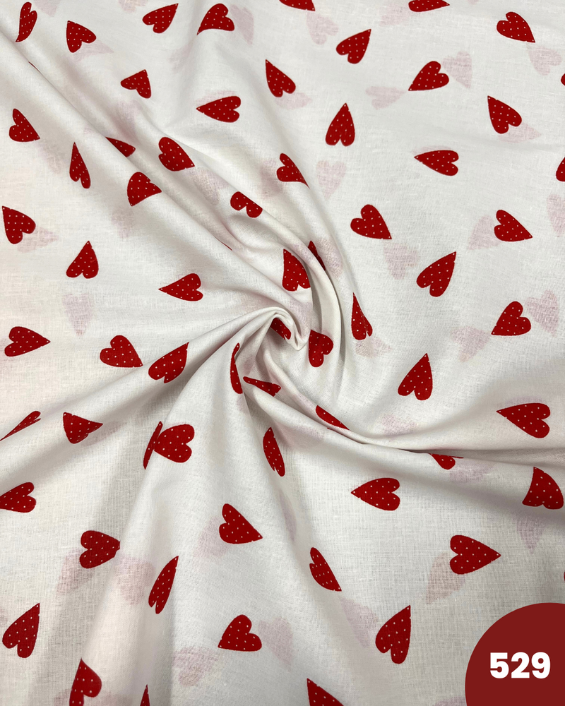 COTONE 100% - 529 CUORE ROSSO FONDO BIANCO