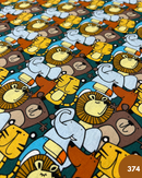 COTONE 100% - 374 ANIMALI GIUNGLA FONDO VERDE