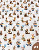 JERSEY DI COTONE - 384 CERBIATTO CONIGLIETTO ED ORSETTO PALLONCINO