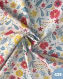 COTONE PERCALLE - 425 FIORI COLORATI E FOGLIE CELESTI