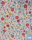 COTONE PERCALLE - 425 FIORI COLORATI E FOGLIE CELESTI