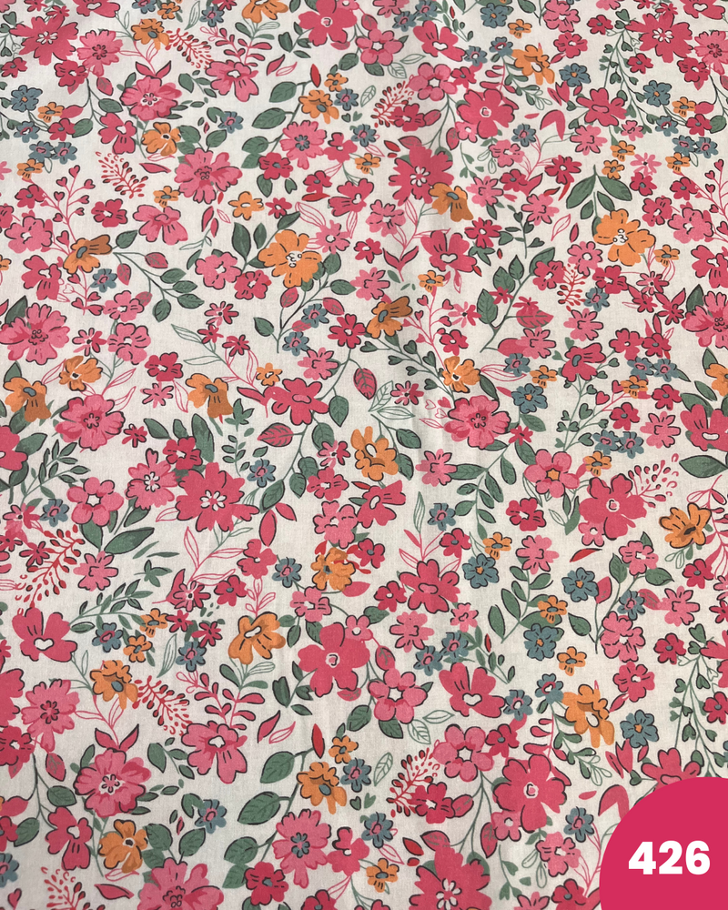 COTONE PERCALLE - 426 FIORI FUCSIA