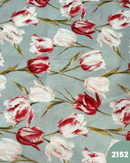 COTONE ARREDAMENTO - 2152 TULIPANI FONDO VERDE ACQUA
