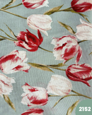 COTONE ARREDAMENTO - 2152 TULIPANI FONDO VERDE ACQUA