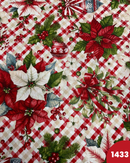 COTONE ARREDAMENTO - 1433 STELLE DI NATALE FONDO QUADRETTATO