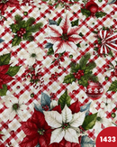 COTONE ARREDAMENTO - 1433 STELLE DI NATALE FONDO QUADRETTATO