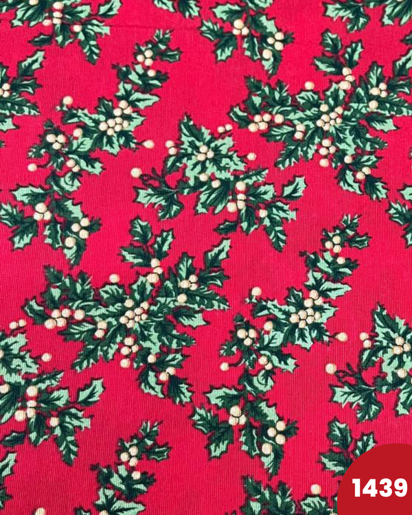 COTONE ARREDAMENTO - 1439 FIORI NATALE FONDO ROSSO