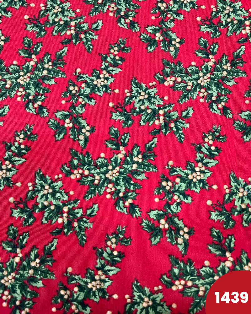 COTONE ARREDAMENTO - 1439 FIORI NATALE FONDO ROSSO