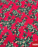 COTONE ARREDAMENTO - 1439 FIORI NATALE FONDO ROSSO