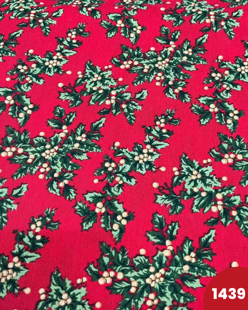 COTONE ARREDAMENTO - 1439 FIORI NATALE FONDO ROSSO