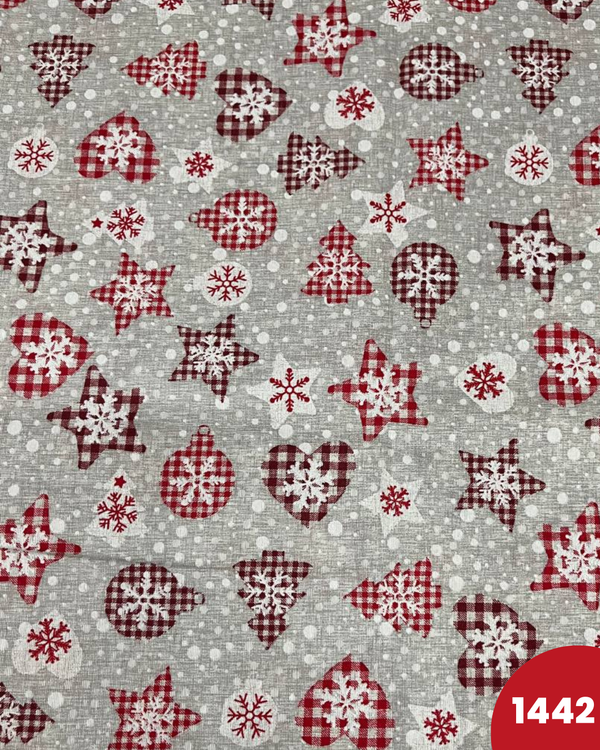 COTONE ARREDAMENTO - 1442 STELLE E CUORI FONDO GRIGIO