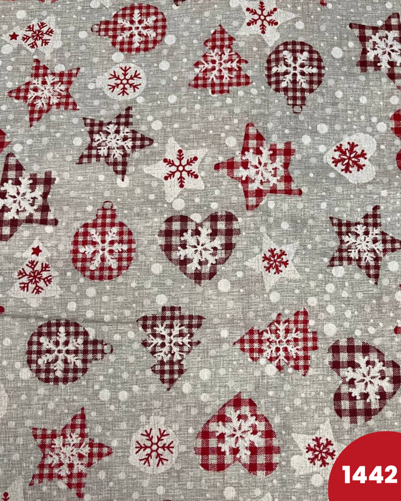 COTONE ARREDAMENTO - 1442 STELLE E CUORI FONDO GRIGIO