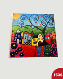 PANNELLO IN VELLUTO - 1536 ALBERO DELLA VITA FONDO CELESTE