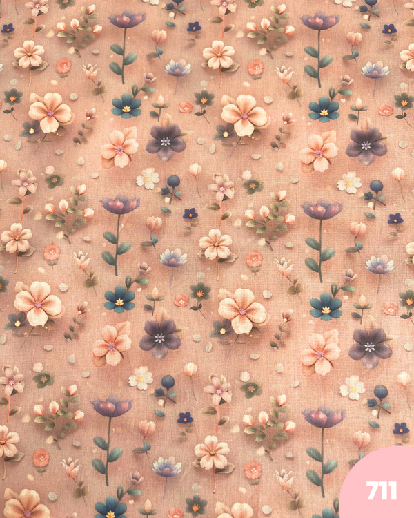 COTONE 100% - 711 FIORE 3D FONDO ROSA