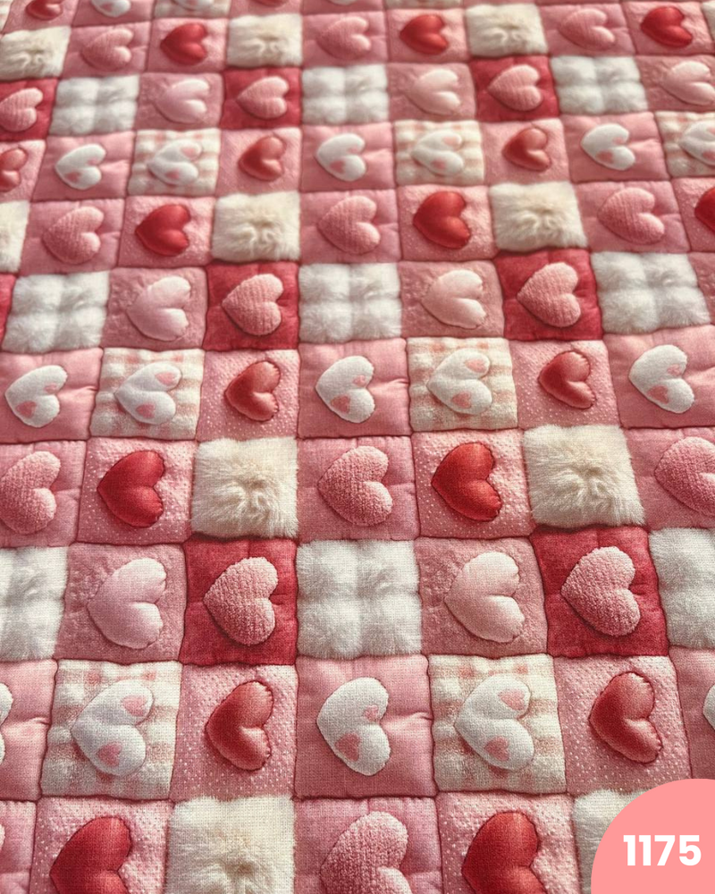 COTONE 100% - 1175 CUORI FONDO QUADRETTI ROSA