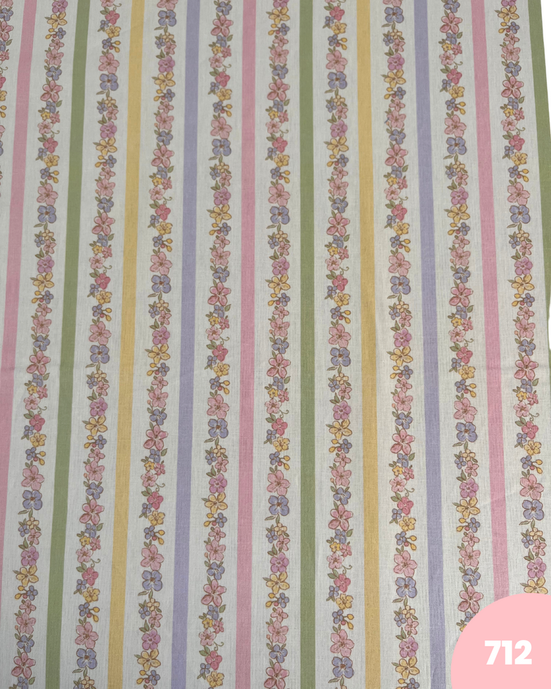 COTONE 100% - 712 RIGHE COLORATE E FIORELLINI