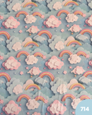 COTONE 100% - 714 ARCOBALENO 3D FONDO CELESTE
