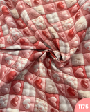 COTONE 100% - 1175 CUORI FONDO QUADRETTI ROSA