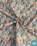 COTONE 100% - 715 FIORI 3D FONDO VERDE ACQUA