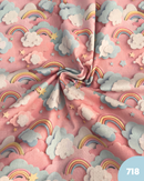 COTONE 100% - 718 ARCOBALENO 3D FONDO ROSA