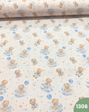 COTONE 100% - 1306 ORSETTO CELESTE FONDO BIANCO