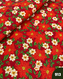 COTONE ARREDAMENTO - 913 FIORI NATALIZI FONDO ROSSO
