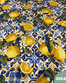 COTONE ARREDAMENTO - 2004 LIMONI FONDO MATTONELLE BLU