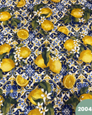 COTONE ARREDAMENTO - 2004 LIMONI FONDO MATTONELLE BLU