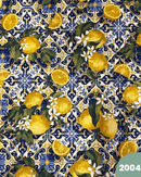 COTONE ARREDAMENTO - 2004 LIMONI FONDO MATTONELLE BLU