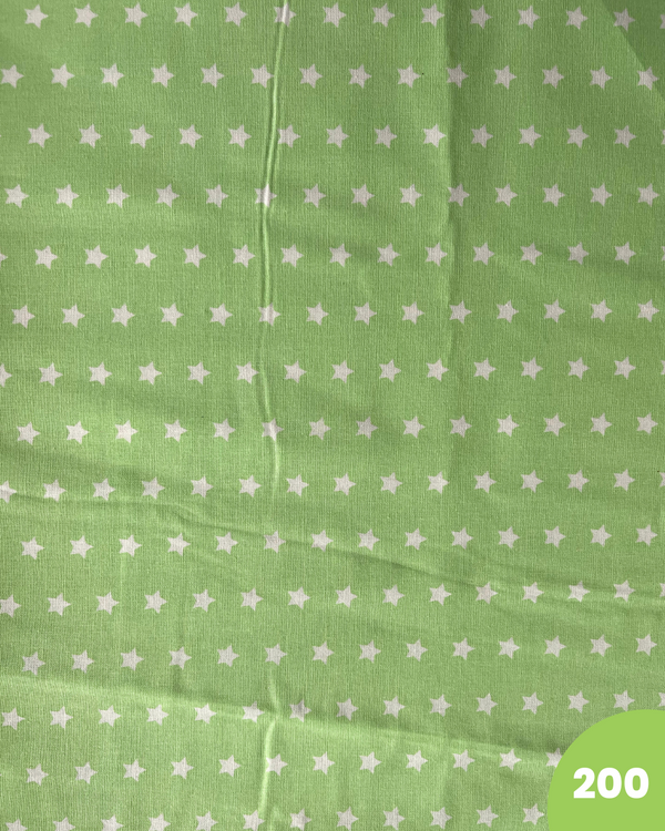 COTONE 100% - 200 STELLINE BIANCHE FONDO VERDE