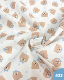 PIQUET DI COTONE - 432 ORSETTO CELESTE FONDO BIANCO