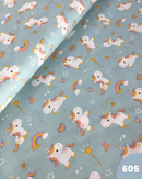 COTONE 100% - 605 UNICORNO FONDO VERDE ACQUA