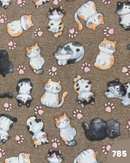 COTONE ARREDAMENTO - 785 GATTI FONDO BEIGE SCURO