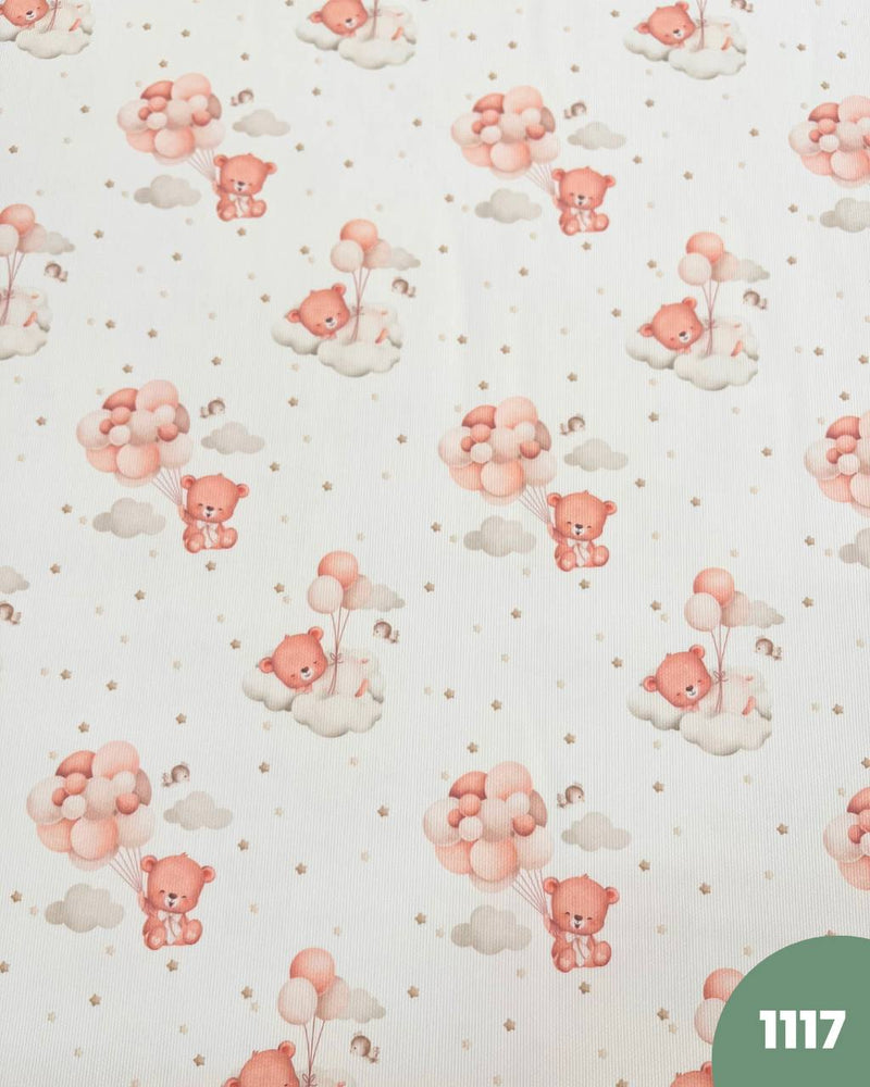 PIQUET DI COTONE - 1117 ORSETTO NUVOLE ROSA CHIARO